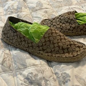 Coach size 9B Brown Monogram Espadrilles EUC worn once